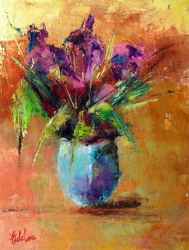 Peinture de l'artiste peintre Adèle liva, le titre de l'oeuvre est : pot de fleurs