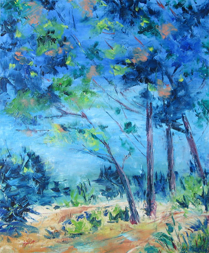 Peinture de l'artiste peintre Adèle liva, le titre de l'oeuvre est : Forêt d'oliviers