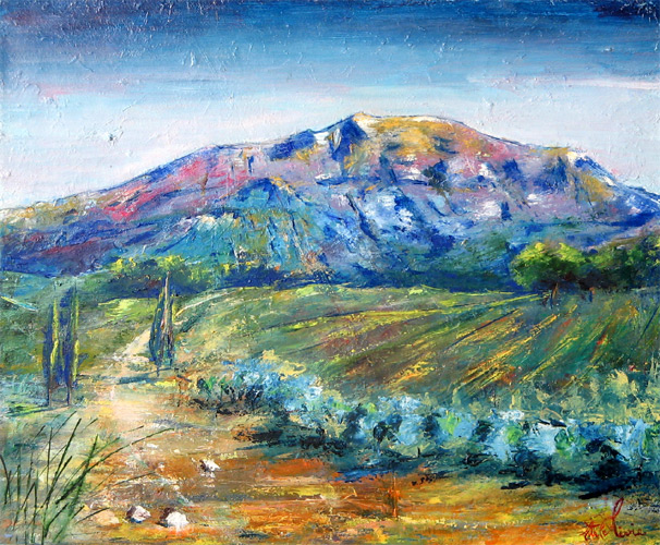 Peinture de l'artiste peintre Adèle liva, le titre de l'oeuvre est : olivier de provence